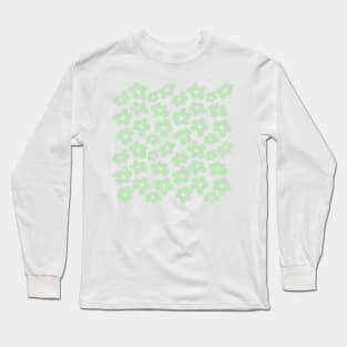 Aesthetic Light Green Flowers Retro Daisy Long Sleeve T-Shirt